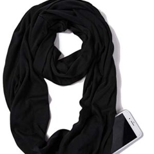 elzama Infinity Loop Solid Color Scarf With Hidden Zipper Pocket For Women - Lightweight Travel Neck Wrap