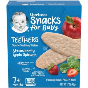 gerber snacks for baby teethers, strawberry apple spinach, 1.7 oz box (12 pack)