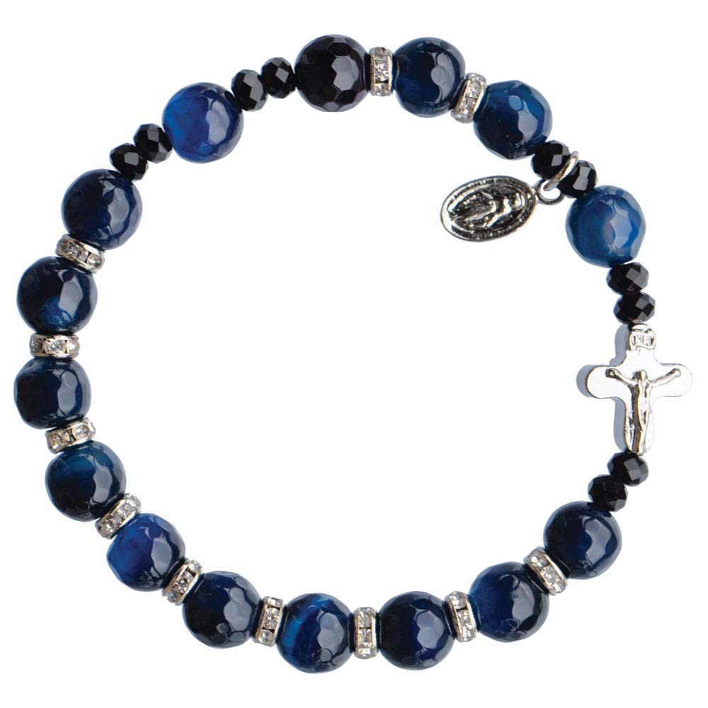 Blue Agate 8mm Rosary Bracelet