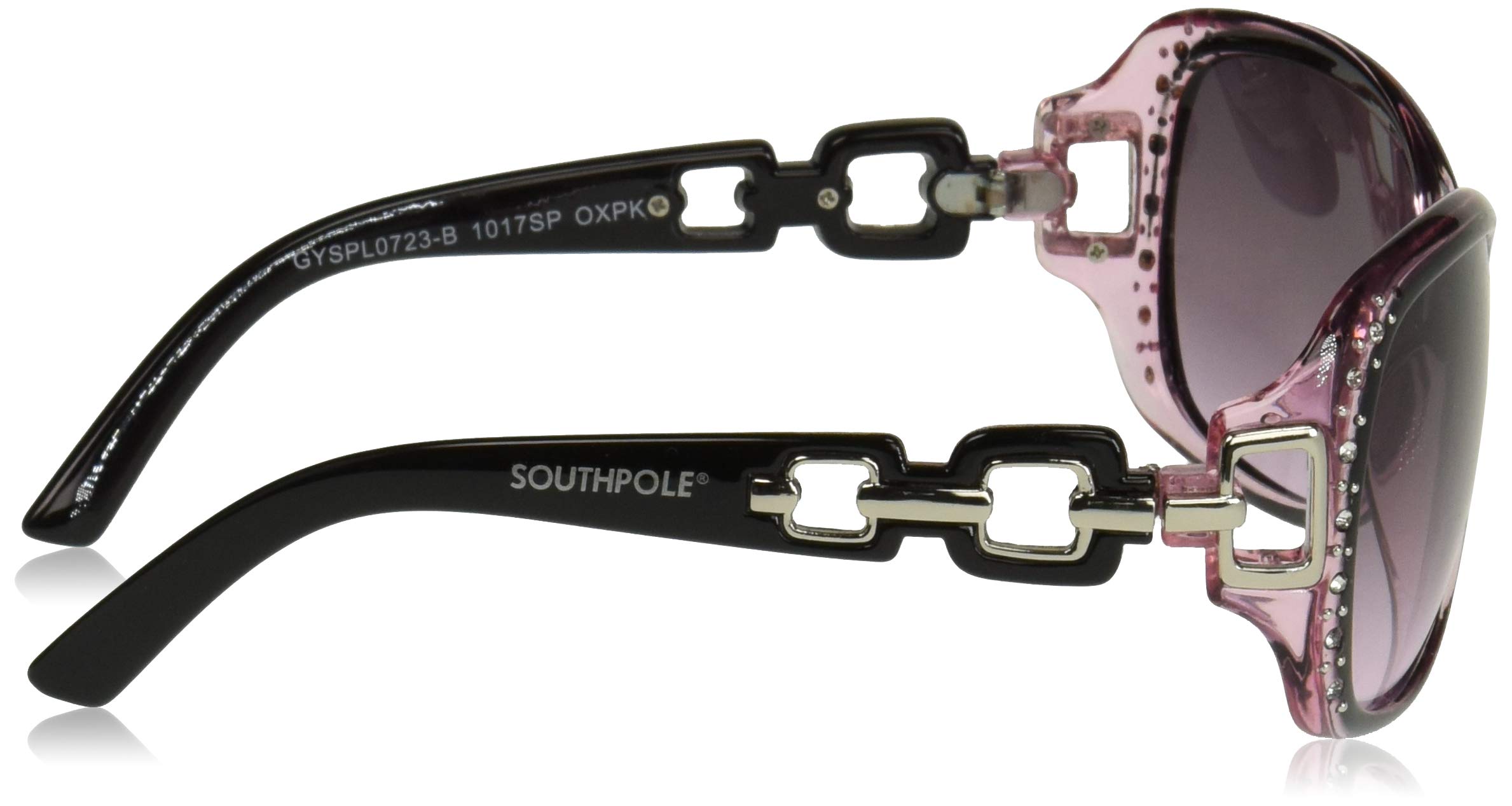 SOUTHPOLE Women's 1017SP Rectangular Sunglasses, Black & Pink, 62 mm