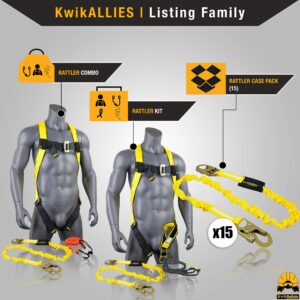 KwikSafety - Charlotte, NC - RATTLER [2 PACK] Internal Shock Absorber Single Leg 6ft Safety Lanyard OSHA ANSI Fall Arrest Protection Equipment Snap Hooks Construction Arborist Roofing