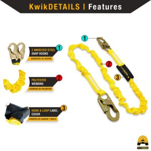 KwikSafety - Charlotte, NC - RATTLER [2 PACK] Internal Shock Absorber Single Leg 6ft Safety Lanyard OSHA ANSI Fall Arrest Protection Equipment Snap Hooks Construction Arborist Roofing