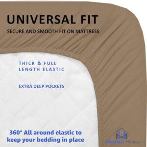 Mattress-Homes 600 Thread Count 100% Long Staple Soft Cotton, 4 Piece Sheets Set, RV Short Queen Size,Smooth & Soft Sateen Weave, Luxury Hotel Collection Bedding, Taupe Solid