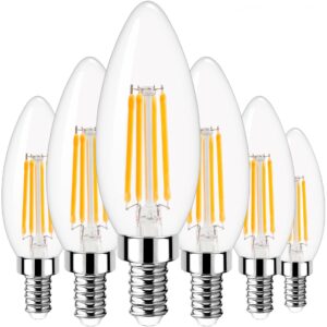 GOLSPARK Led Candelabra Light Bulb Filament Vintage Edison Chandelier Dimmable Bulbs,40 Watt Equivalent,Warm White 2700k,400 Lumen,E12 Base,6 Pack