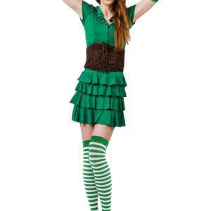 Blulu St Patrick's Day Knee High Socks Green Striped Fingerless Gloves Irish Arm Warmers