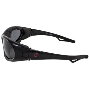 Hurricane Eyewear Category-5 Jet Ski Water-Sport Floating Goggles Interchangeable from Sunglasses to Goggles Black Frame with Polarized Smoke Lens