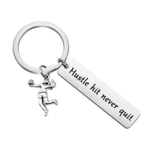 MYOSPARK Volleyball Keychain Volleyball Team Gift Hustle Hit Never Quit Keychain Gift For Volleyball Coach Players (Quit Keychain)