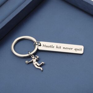 MYOSPARK Volleyball Keychain Volleyball Team Gift Hustle Hit Never Quit Keychain Gift For Volleyball Coach Players (Quit Keychain)