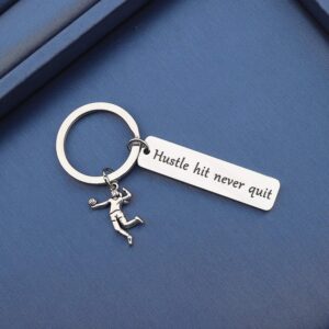 MYOSPARK Volleyball Keychain Volleyball Team Gift Hustle Hit Never Quit Keychain Gift For Volleyball Coach Players (Quit Keychain)