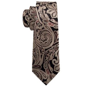 Barry.Wang Paisley Tie Set Hanky Cufflink Silk Gold Neckties