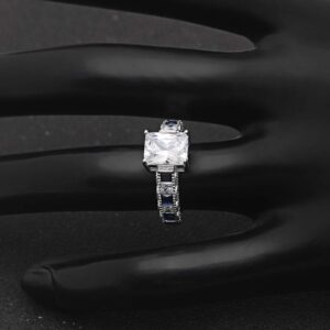 Ginger Lyne Collection Katharina Sterling Silver 2.5CT Emerald cut with Blue Accent CZ Engagement Wedding Bridal Ring Size 5