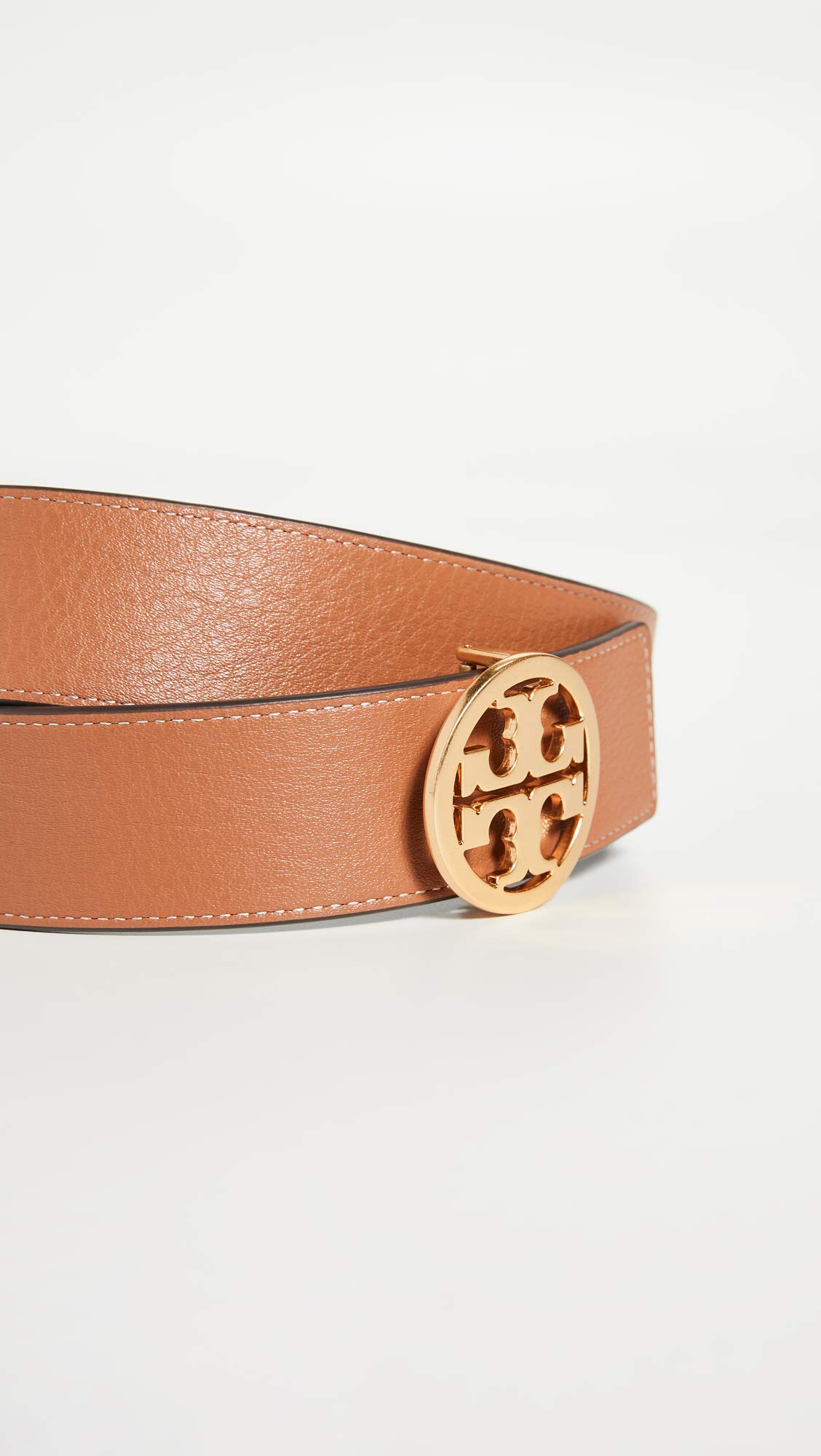 Tory Burch Women's 1.5" Miller Reversible Belt, Black/New Cuoio/Gold, S