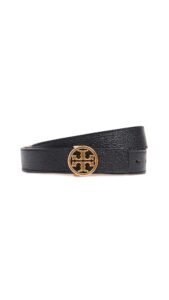 tory burch women's 1" miller reversible belt, black/gold, s