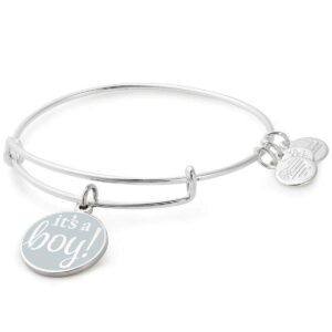 alex and ani women's color infusion it's a boy bangle bracelet, shiny silver, expandable