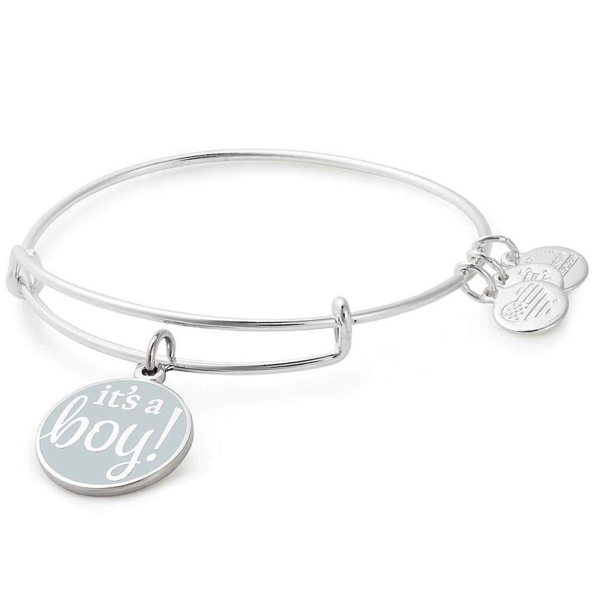 Alex and Ani Women's Color Infusion It's A Boy Bangle Bracelet, Shiny Silver, Expandable