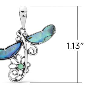 American West Jewelry Fritz Casuse Sterling Silver Abalone and Variscite Dragonfly Pendant Enhancer