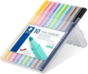 staedtler 362 csb10 triplus textsurfer highlighter, 1-4mm line width - assorted pastel colours (pack of 10)