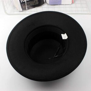 1PCS Black Classic Flat Top Blend Fedora Hat Brim Church Derby Cap for Unisex Men Women