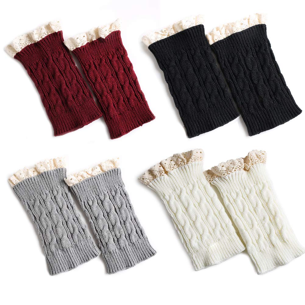 Women Short Boots Socks Winter Crochet Boot Cuffs Leg Warmers Pair4