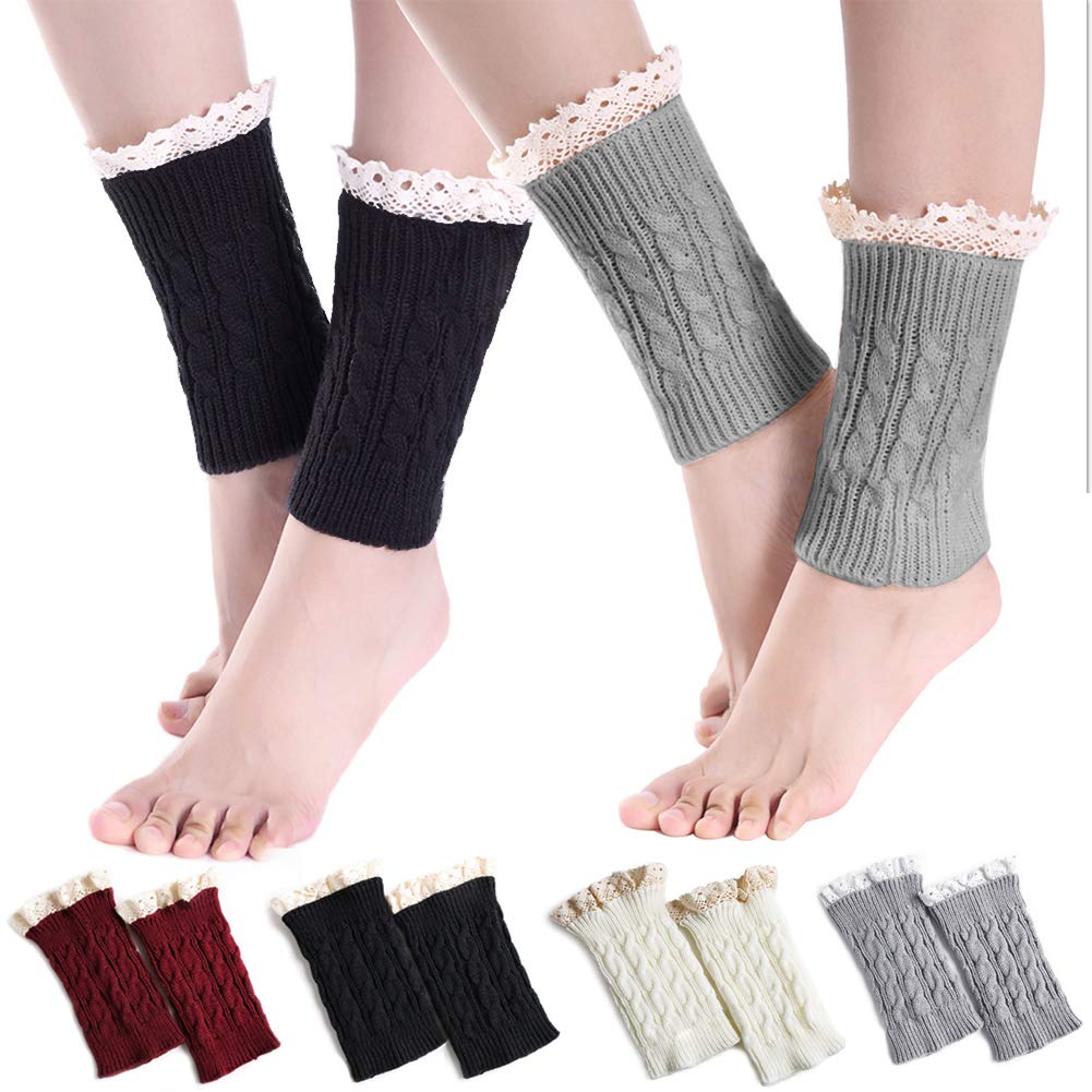 Women Short Boots Socks Winter Crochet Boot Cuffs Leg Warmers Pair4