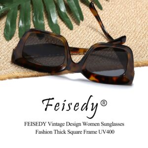 FEISEDY Classic Women Sunglasses Fashion Thick Square Frame UV400 B2471