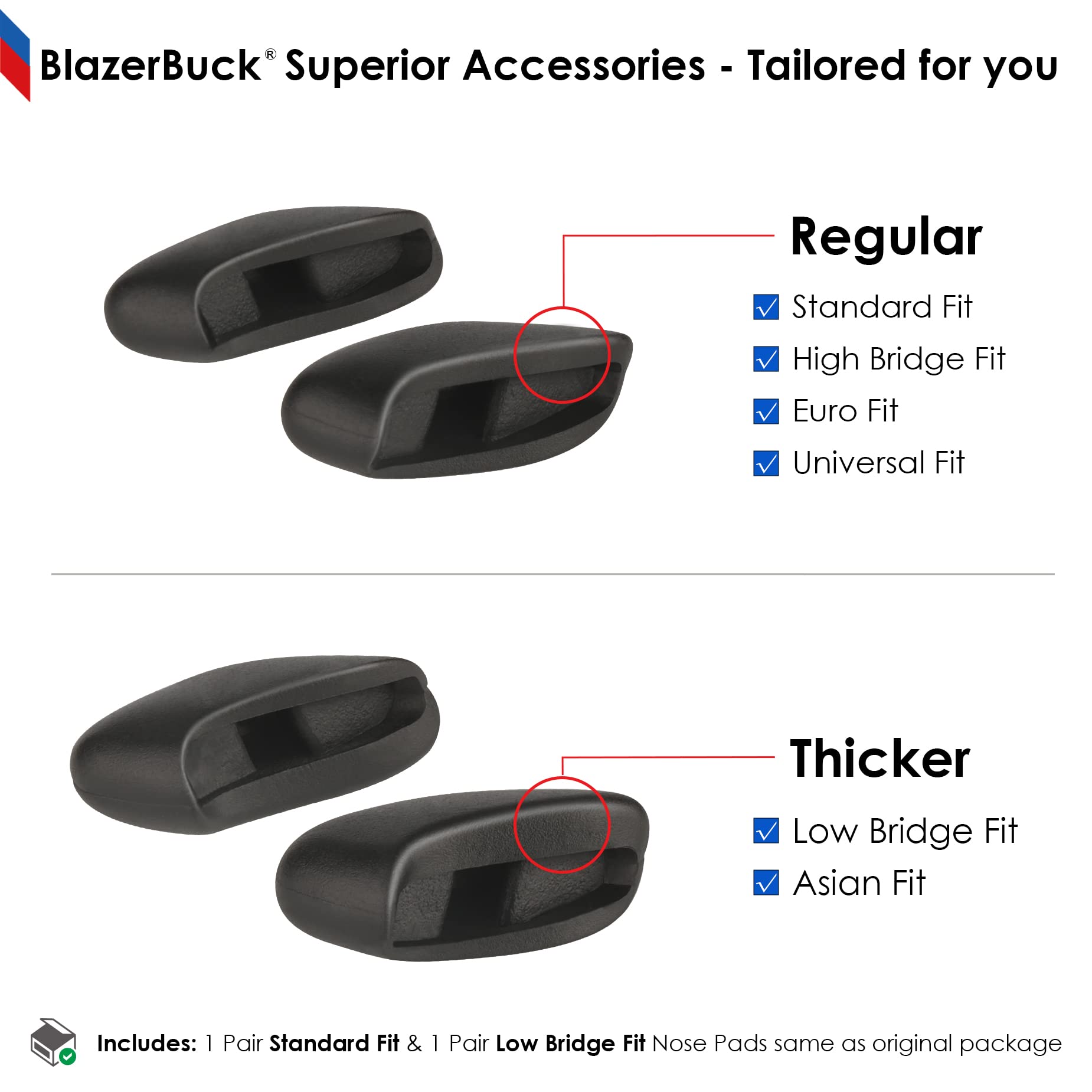 BLAZERBUCK Replacement Nose Pads Piece for Oakley Flak Jacket XLJ/Flak 2.0 XL/Half Jacket - Black