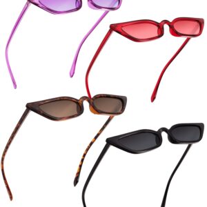 Zhanmai Retro Small Cat Eye Sunglasses Vintage Square Shade Women Cute Skinny Cat Eye Eyewear (7 Pairs)