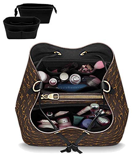 LEXSION Organizer,Bag Organizer,Insert purse organizer with 2 packs in one set fit NeoNoe Noé Series perfectly Black