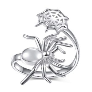 Alphm S925 Sterling Silver Spider Ring for Women Witch Rings Jewelry Gift