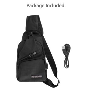 EEEKit Sling Backpack, Small Black Sling Crossbody Backpack Shoulder Bag for Men Women, Backpack Crossbody Travel Bag Joy-Cons and Accessories, Charge Your Phone Via Side USB Charging Interface