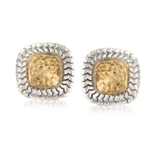 ross-simons sterling silver and 14kt yellow gold square earrings