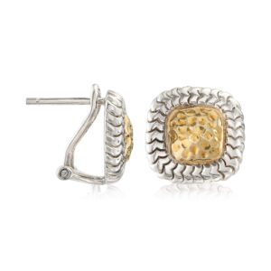 Ross-Simons Sterling Silver and 14kt Yellow Gold Square Earrings