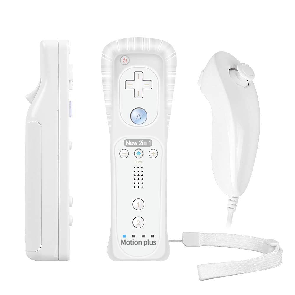 PowerLead Controller for Wii, Built-in Motion Plus Remote and Nunchuck Controller for Nintendo Wii and Wii U + Silicon Case White