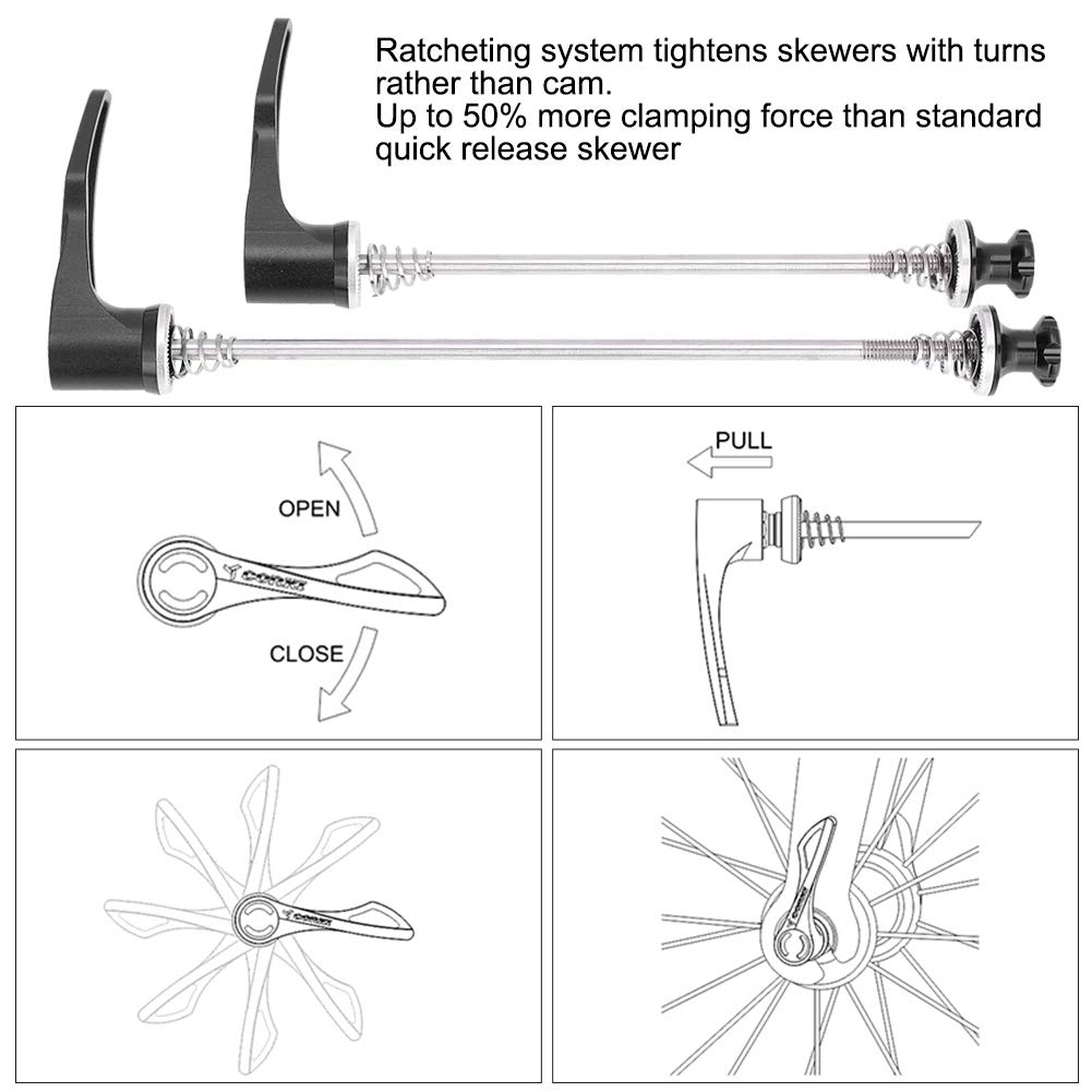 Dioche Bike Release Skewer Front Rear, Ti Axle & CNC Alloy Skewers for Mountain Bike Road Quick Release(100/130 -Black)