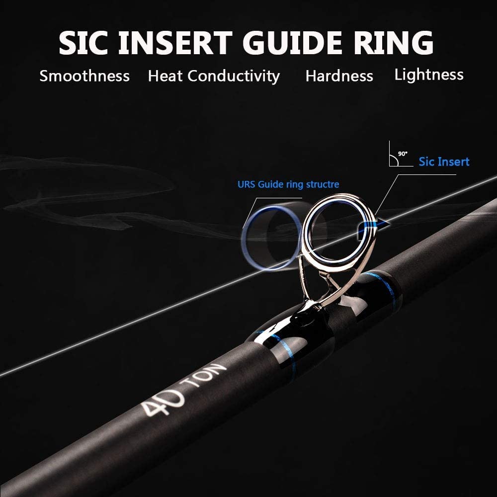 Cadence CR7B Baitcasting Rods Fast Action Fishing Rods Super Lightweight Sensitive Portable Casting Rods 40 Ton Carbon Fuji Reel Seat Stainless Steel Guides with SiC Inserts Baitcast Rods