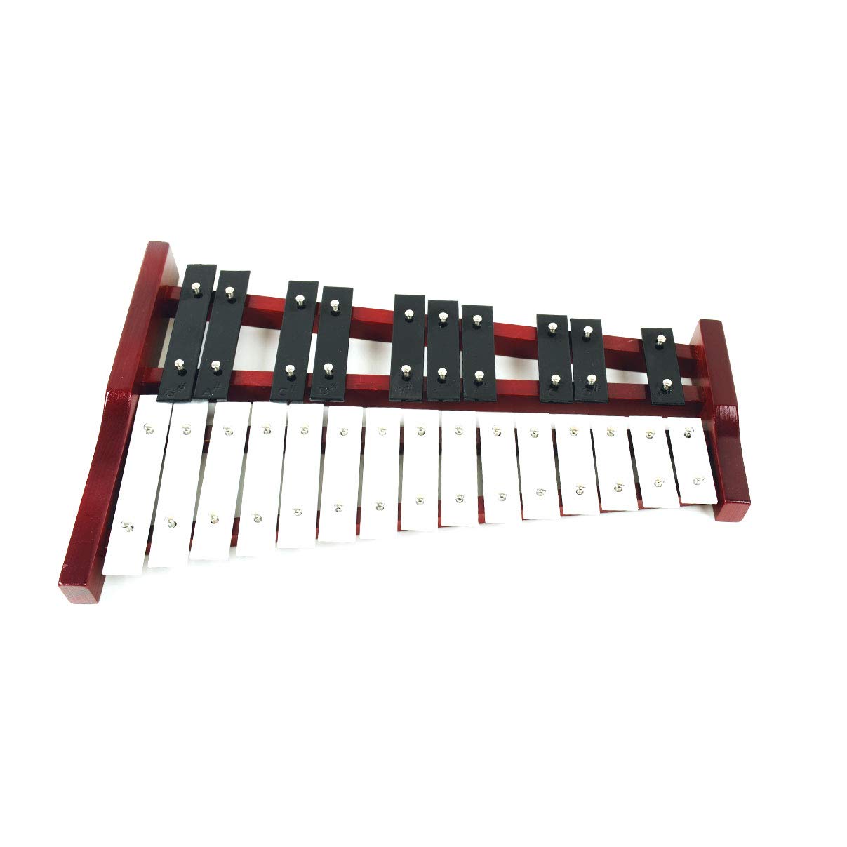 Professional Red Wooden Soprano Glockenspiel Xylophone with 25 Metal Keys for Adults & Kids - Includes 2 Plastic Beaters and Carry Case