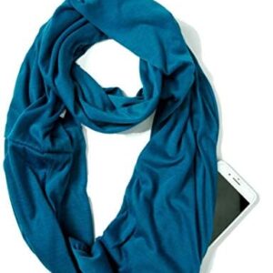 elzama Infinity Loop Solid Color Scarf With Hidden Zipper Pocket For Women - Lightweight Travel Neck Wrap