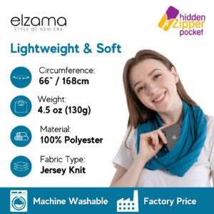 elzama Infinity Loop Solid Color Scarf With Hidden Zipper Pocket For Women - Lightweight Travel Neck Wrap