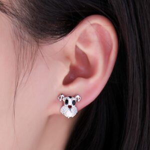 JewelryPalace Schnauzer Terrier Dog Puppy Pet Stud Earrings for Women, Genuine Black Spinel Womens Earrings, 14k Gold Plated 925 Sterling Silver Earrings for Women, Hypoallergenic Earrings Earings Set