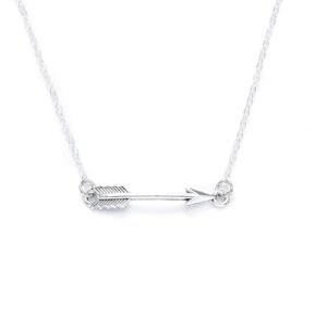 olbye horizontal arrow necklace jewelry sideways arrow necklaces for women simple dainty choker necklace (silver)