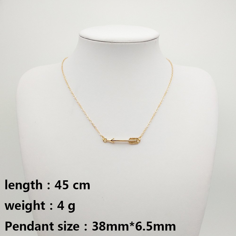 Olbye Horizontal Arrow Necklace Jewelry Sideways Arrow Necklaces for Women Simple Dainty Choker Necklace (Silver)