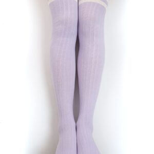 SERICI Thigh-High Socks | Womens Striped Cotton Thigh High Tube Sock | Over Knee Boot Socks (Pink, Baby Blue, Lilac)