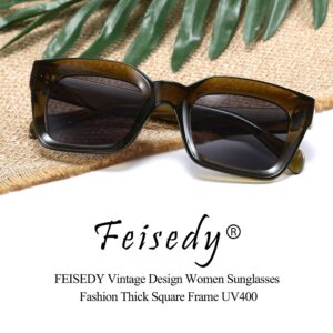 FEISEDY Classic Women Sunglasses Fashion Thick Square Sun Glasses Chunky Frame UV400 B2471