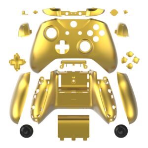 wps chrome color case housing full shell set faceplates + abxy buttons + rb lb bumpers + right/left rails for xbox one s slim (3.5 mm headphone jack) controllers (chrome gold) for 1807 version