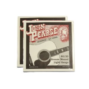 john pearse acoustic strings 80/20 bronze light 12-53 2 pack bundle