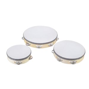 Tambourine for adults 10 inch Hand Held Drum Bell Birch Metal Jingles Percussion Gift Musical Educational Instrument for Church KTV Party (10 inch)