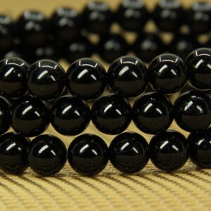 Natural A Grade Black Tourmaline Gemstone 6mm Round Beads Stretch Bracelet 7" Unisex