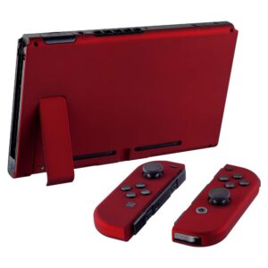 eXtremeRate DIY Replacement Shell Buttons for Nintendo Switch, Soft Touch Back Plate for Switch Console, Custom Housing Case with Full Set Buttons for Joycon Handheld Controller - Scarlet Red