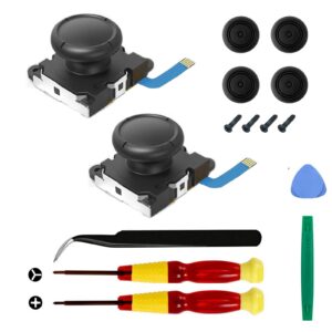 2-pack replacement joystick analog thumb stick repair kit for nintendo switch/switch oled model/switch lite joy-con controller - drift fix tools y1.5 / +1.5 screwdriver/pry tools