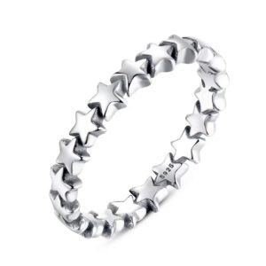 Presentski Star Eternity Ring Engagement Promise Rings Sterling Silver Wedding for Her